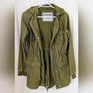 Garage Olive Utility Jacket with Hood and Front Pockets